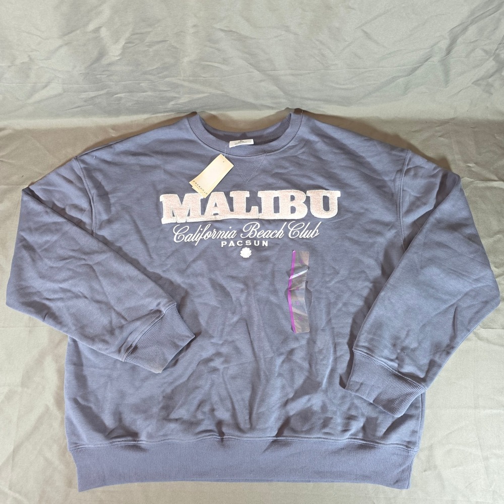 PacSun Kids Malibu California Beach Club Sweatshirt Blue Gray XL 14/16 NEW